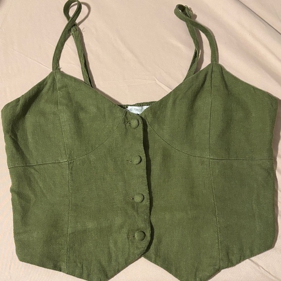 Tops - Olive Green Button-Up Women's Top